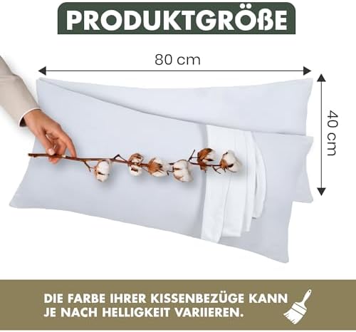 Kissenbezug 40 x 80 (2er Set) - Atmungsaktive 100% Baumwolle - Weich, Reißverschluss, für gemütliche Nächte