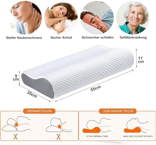 2025 Ergonomisches Hohe Dichte Memory Foam Kissen - Orthopädisches Kopfkissen für Nacken- und Schulterschmerzen mit abne