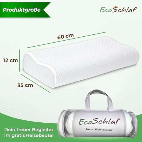 EcoSchlaf® Orthopädisches Premium Nackenstützkissen – Ergonomisch, Höhenverstellbar, Ideal für Seitenschläfer – Zertifiz