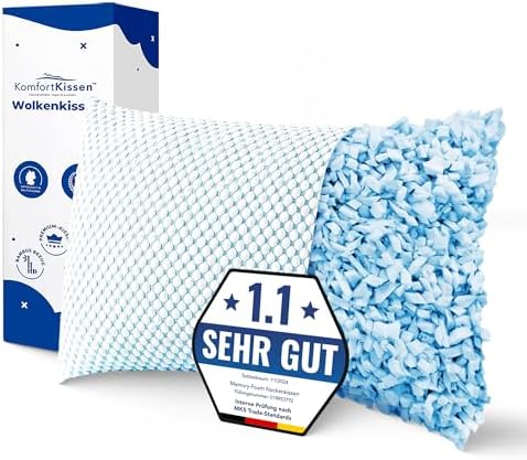 MKS Kopfkissen 80x80 – Ergonomisches Memory Foam Kissen mit kühlendem Gel für entspannenden Schlaf – Ideal für Rücken-,