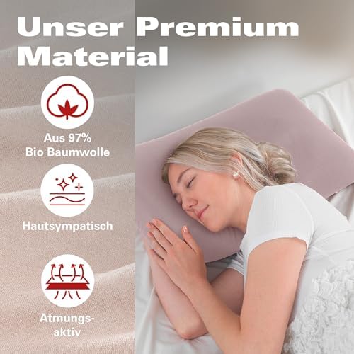 BaSaTex Bio Kissenbezüge 2er Pack für Nackenkissen | 97% GOTS-Baumwolle & Elasthan für hohen Komfort | Ideal für gesunde