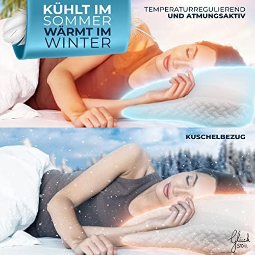 Glückstoff® Ergonomisches Kopfkissen aus Memory Foam - Komfort für Seitenschläfer bei Nackenschmerzen, OEKO-TEX zertifiz