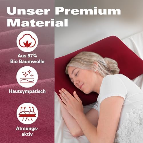 BaSaTex Bio Kissenbezüge 2er Pack für Nackenkissen | 97% GOTS-Baumwolle & Elasthan für hohen Komfort | Ideal für gesunde