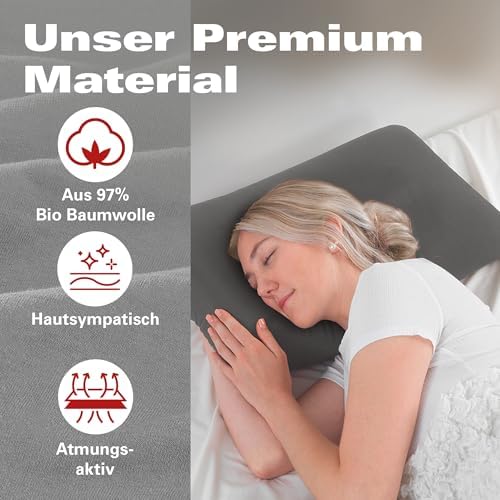 BaSaTex Bio Kissenbezüge 2er Pack für Nackenkissen | 97% GOTS-Baumwolle & Elasthan für hohen Komfort | Ideal für gesunde