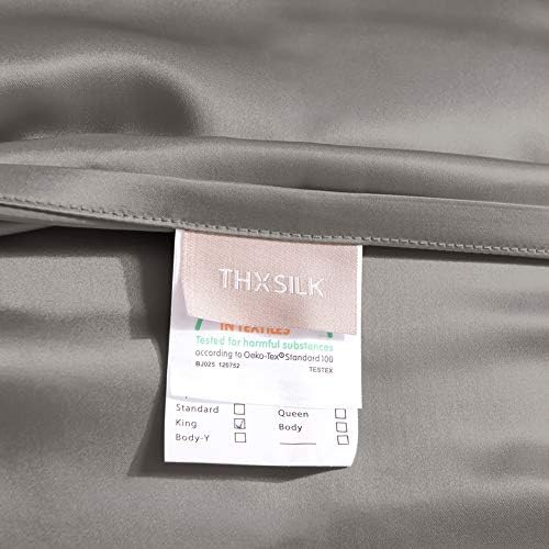 THXSILK 25 Momme Seidenkissenbezug für Haar und Haut - Hypoallergen mit verstecktem Reißverschluss, 40x80cm Holzkohle