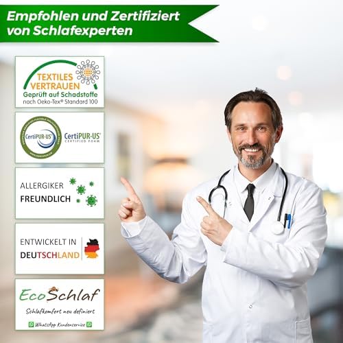 EcoSchlaf® Orthopädisches Premium Nackenstützkissen – Ergonomisch, Höhenverstellbar, Ideal für Seitenschläfer – Zertifiz
