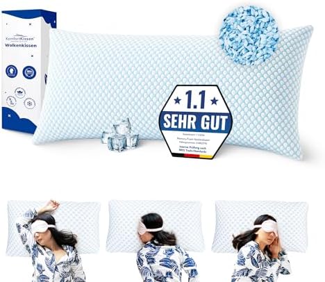 MKS Kopfkissen 80x80 – Ergonomisches Memory Foam Kissen mit kühlendem Gel für entspannenden Schlaf – Ideal für Rücken-,