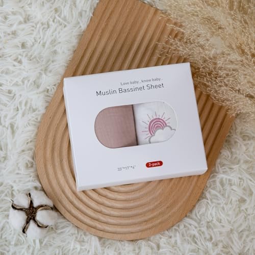 Musselin-Spannbettlaken für Kinderwagen 2er-Pack – Weich & Atmungsaktiv für Neugeborene, OEKO-TEX 100, 83 x 43 cm