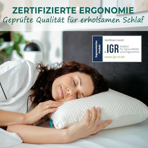 KNERST® Nackenkissen - Orthopädisches Memory Foam Kopfkissen für besten Komfort beim Schlafen - Ergonomisch, OEKO-TEX 40