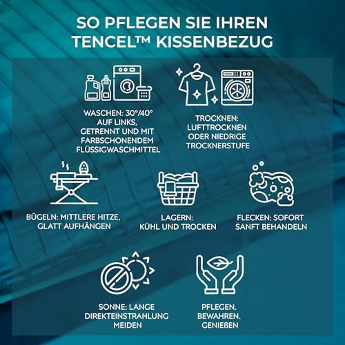 LAH Dream Deco 100% Tencel Lyocell Kissenbezug – Luxus für dekorative Kissen, hypoallergen & ultraweich in Petrol (40x40