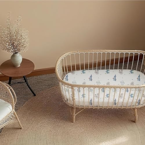 Musselin-Spannbettlaken für Kinderwagen 2er-Pack – Weich & Atmungsaktiv für Neugeborene, OEKO-TEX 100, 83 x 43 cm