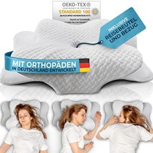 Glückstoff® Ergonomisches Kopfkissen aus Memory Foam - Komfort für Seitenschläfer bei Nackenschmerzen, OEKO-TEX zertifiz