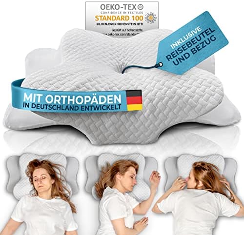 Glückstoff® Ergonomisches Kopfkissen aus Memory Foam - Komfort für Seitenschläfer bei Nackenschmerzen, OEKO-TEX zertifiz