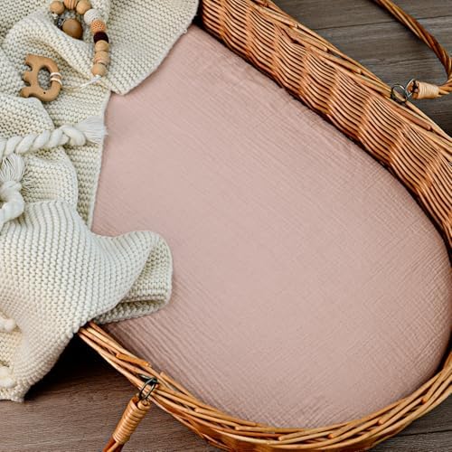 Musselin-Spannbettlaken für Kinderwagen 2er-Pack – Weich & Atmungsaktiv für Neugeborene, OEKO-TEX 100, 83 x 43 cm