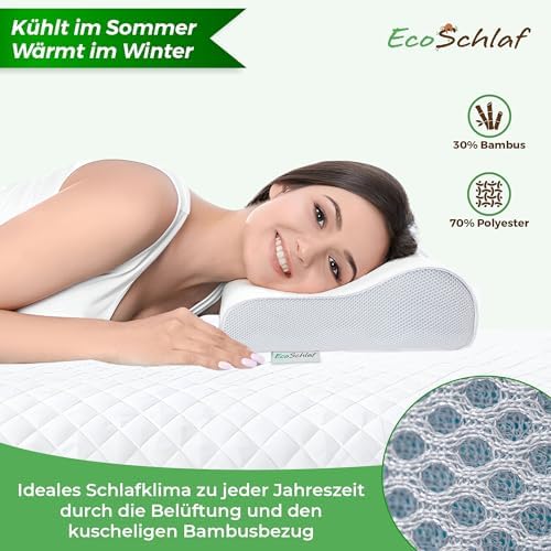 EcoSchlaf® Orthopädisches Premium Nackenstützkissen – Ergonomisch, Höhenverstellbar, Ideal für Seitenschläfer – Zertifiz