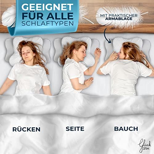 Glückstoff® Ergonomisches Kopfkissen aus Memory Foam - Komfort für Seitenschläfer bei Nackenschmerzen, OEKO-TEX zertifiz