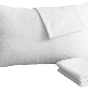 Bedecor 2er Set wasserdichte Baumwolle Kissenbezug - Atmungsaktiv & Anti-Milben für besseren Schlaf, Weiß 40x80cm