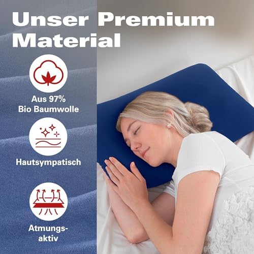 BaSaTex Bio Kissenbezüge 2er Pack für Nackenkissen | 97% GOTS-Baumwolle & Elasthan für hohen Komfort | Ideal für gesunde