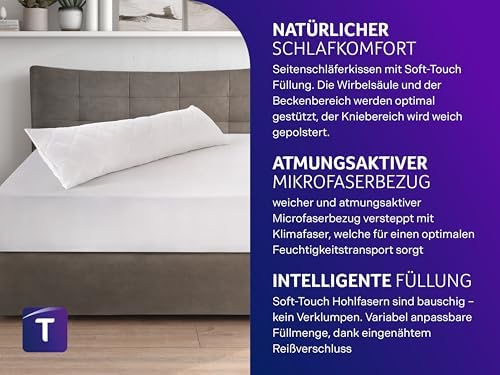 Traumnacht Seitenschläferkissen mit Cord-Bezug, waschbar & leicht, ideal für gemütlichen Schlafkomfort zuhause