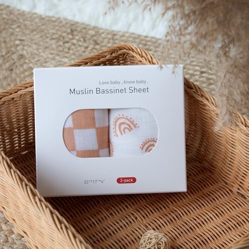 Musselin-Spannbettlaken für Kinderwagen 2er-Pack – Weich & Atmungsaktiv für Neugeborene, OEKO-TEX 100, 83 x 43 cm
