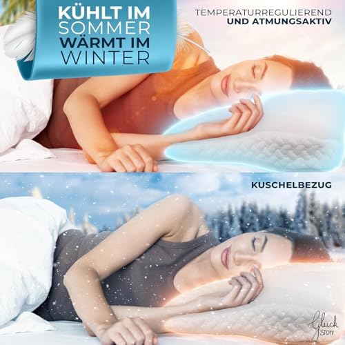 Glückstoff® Ergonomisches Kopfkissen aus Memory Foam - Komfort für Seitenschläfer bei Nackenschmerzen, OEKO-TEX zertifiz