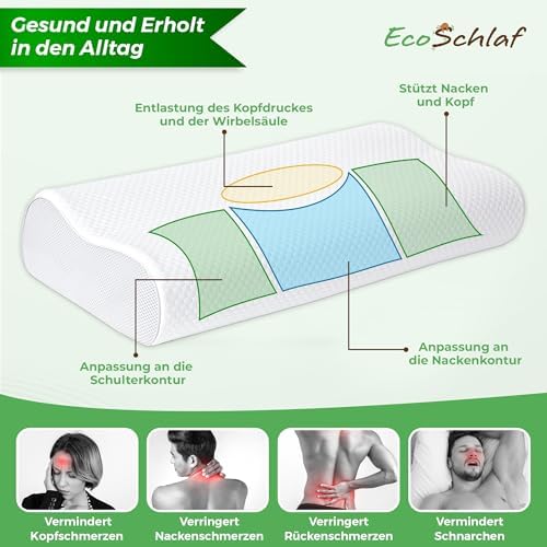 EcoSchlaf® Orthopädisches Premium Nackenstützkissen – Ergonomisch, Höhenverstellbar, Ideal für Seitenschläfer – Zertifiz