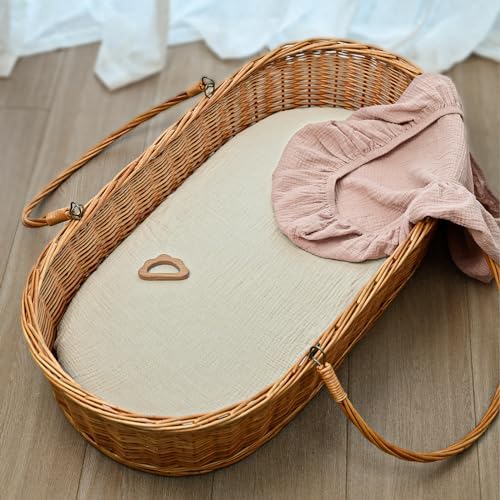 Musselin-Spannbettlaken für Kinderwagen 2er-Pack – Weich & Atmungsaktiv für Neugeborene, OEKO-TEX 100, 83 x 43 cm