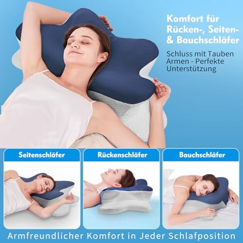 Orthopädisches Memory Foam Kopfkissen von – Ergonomisch & Höhenverstellbar für Seiten-, Rücken- & Bauchschläfer – Atmun