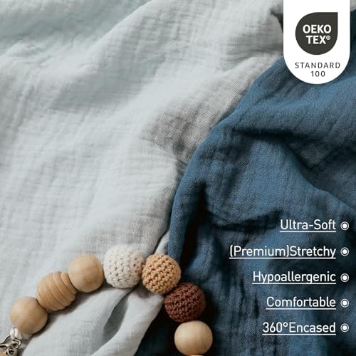 Musselin-Spannbettlaken für Kinderwagen 2er-Pack – Weich & Atmungsaktiv für Neugeborene, OEKO-TEX 100, 83 x 43 cm