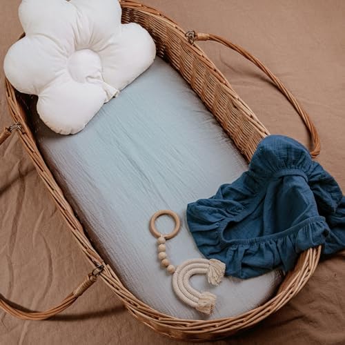 Musselin-Spannbettlaken für Kinderwagen 2er-Pack – Weich & Atmungsaktiv für Neugeborene, OEKO-TEX 100, 83 x 43 cm