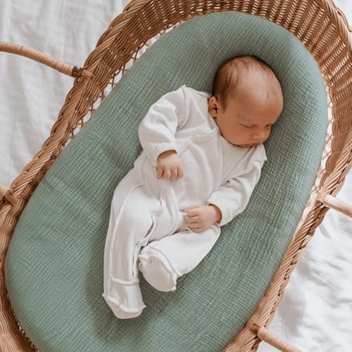 Musselin-Spannbettlaken für Kinderwagen 2er-Pack – Weich & Atmungsaktiv für Neugeborene, OEKO-TEX 100, 83 x 43 cm