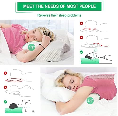 Elviros Orthopädisches Kopfkissen aus Memory Foam für Seitenschläfer – Ergonomisches Kissen gegen Nackenschmerzen, Blau,