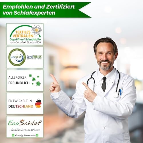 EcoSchlaf® Orthopädisches Premium Nackenstützkissen – Ergonomisch, Höhenverstellbar, Ideal für Seitenschläfer – Zertifiz