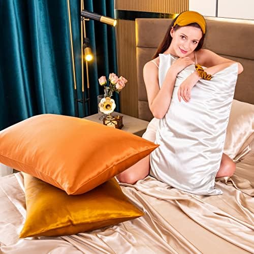 THXSILK 25 Momme Seidenkissenbezug für Haar und Haut - Hypoallergen mit verstecktem Reißverschluss, 40x80cm Holzkohle