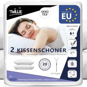 Aegis® Twillie Kissenbezug 40x60 cm – Wasserdicht, Atmungsaktiv, Hypoallergen – Ideal für Allergiker und Schlafkomfort