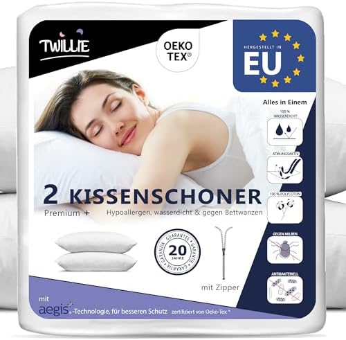 Aegis® Twillie Kissenbezug 40x60 cm – Wasserdicht, Atmungsaktiv, Hypoallergen – Ideal für Allergiker und Schlafkomfort