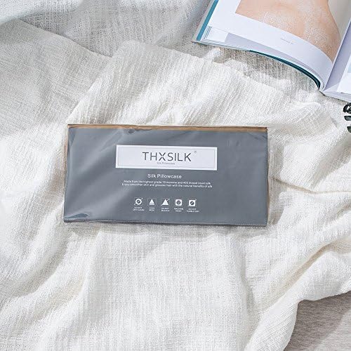 THXSILK 25 Momme Seidenkissenbezug für Haar und Haut - Hypoallergen mit verstecktem Reißverschluss, 40x80cm Holzkohle
